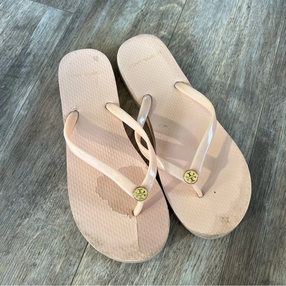 Tory Burch Pale Pink Logo Flip Flop Sandals